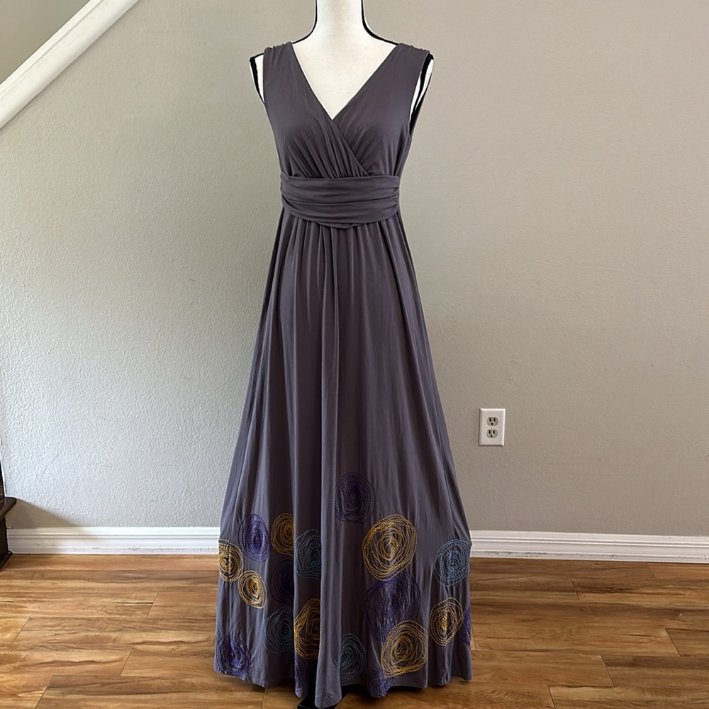 Boden Embroidered Maxi Jersey Dress Size 8L